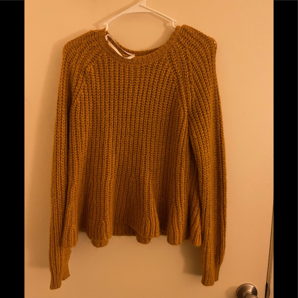 Jessica Simpson Brown Women' Aria Flounce Hem Ribi Pullover